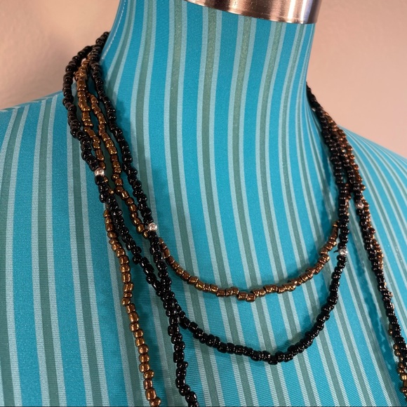 Bronze and black layered necklaces - Picture 12 of 16
